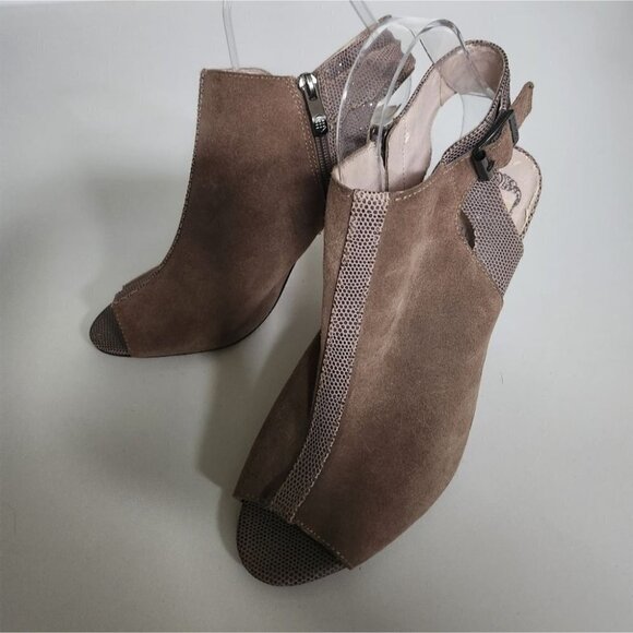 VINCE CAMUTO | Suede open toe heels taupe gray brown sz 10B - Picture 3 of 8